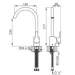 GRIFERIA FV PARA COCINA MONOCOMANDO PUELO 0411.04/B5-CR - Imagen 4