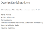GRIFERIA DE BIDET PEIRANO MONOCOMANDO ADRA 70-203 - Imagen 7