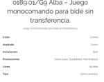 GRIFERIA DE BIDET ALBA MONOCOMANDO 189.01/G9FV - Imagen 3
