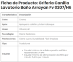 GRIFERIA DE LAVATORIO FV ARRAYAN 207/H6  CROMO - Imagen 4