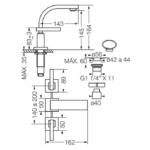 GRIFERIA DE LAVATORIO FVDOMINIC LEVER 207/85L CROMO - Imagen 3
