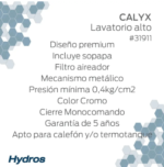 GRIFERIA DE LAVATORIO HYDROS CALYX ALTA COD 31911 - Imagen 8
