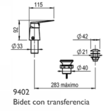 GRIFERIA DE BIDET MONOCOMANDO HIDROMET RAPTOR 9402 - Imagen 2