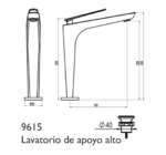GRIFERIA DE LAVATORIO ALTO HIDROMET SPACE 9615CR - Imagen 3