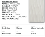 CERAMICA ANGELGRES PACIFIC WHITE 30x60 - Imagen 6