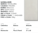 CERAMICA ANGELGRES NATURAL WHITE BRILLANTE 31x60 - Imagen 4