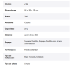 PILETA JOHNSON SIMPLE A304 Z52/15 - Imagen 2
