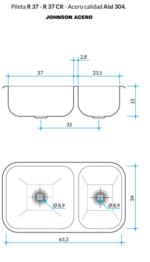 PILETA JOHNSON DOBLE A304 R37 - Imagen 3